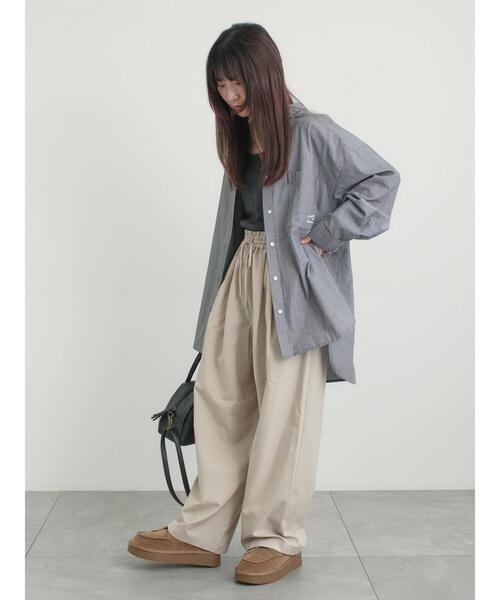 Samansa Mos2（サマンサ モスモス）の「ワンポイント刺繍オーバーシャツ（シャツ/ブラウス・レディース・ブルー/オフホワイト/ストライプ・F）」の4枚目の写真