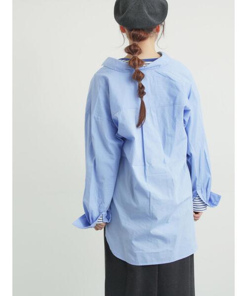 Samansa Mos2（サマンサ モスモス）の「ワンポイント刺繍オーバーシャツ（シャツ/ブラウス・レディース・ブルー/オフホワイト/ストライプ・F）」の8枚目の写真