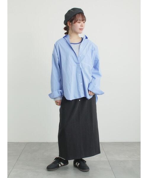 Samansa Mos2（サマンサ モスモス）の「ワンポイント刺繍オーバーシャツ（シャツ/ブラウス・レディース・ブルー/オフホワイト/ストライプ・F）」の10枚目の写真