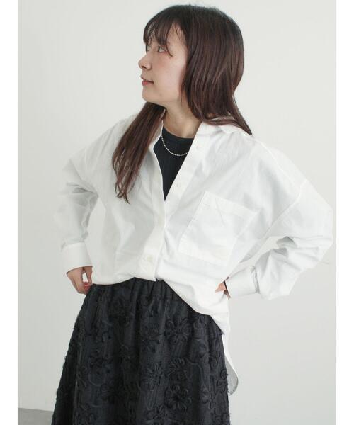 Samansa Mos2（サマンサ モスモス）の「ワンポイント刺繍オーバーシャツ（シャツ/ブラウス・レディース・ブルー/オフホワイト/ストライプ・F）」の12枚目の写真