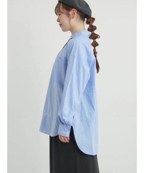 Samansa Mos2（サマンサ モスモス）の「ワンポイント刺繍オーバーシャツ（シャツ/ブラウス・レディース・ブルー/オフホワイト/ストライプ・F）」の18枚目の写真