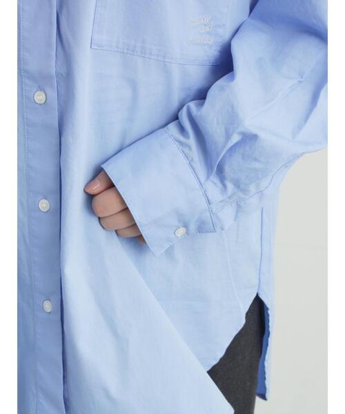 Samansa Mos2（サマンサ モスモス）の「ワンポイント刺繍オーバーシャツ（シャツ/ブラウス・レディース・ブルー/オフホワイト/ストライプ・F）」の22枚目の写真