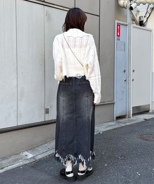 CIAOPANIC（チャオパニック）の「裾フリンジデニムマーメイドスカート（スカート・レディース・ブラック/ブルー・ONE SIZE）」の9枚目の写真