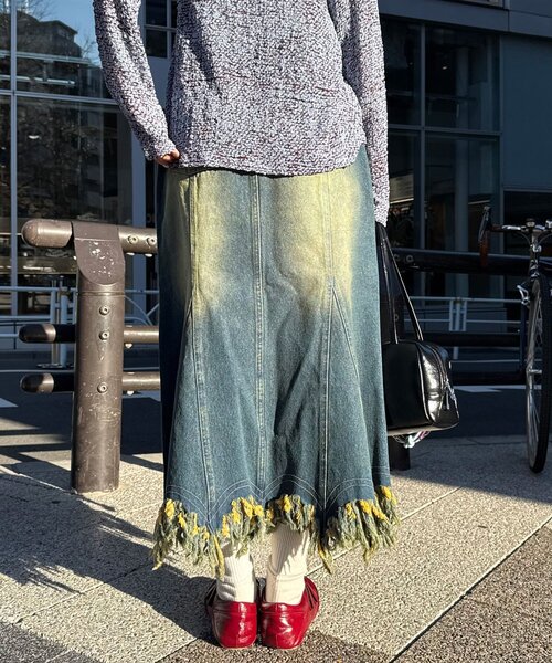 CIAOPANIC（チャオパニック）の「裾フリンジデニムマーメイドスカート（スカート・レディース・ブラック/ブルー・ONE SIZE）」の12枚目の写真