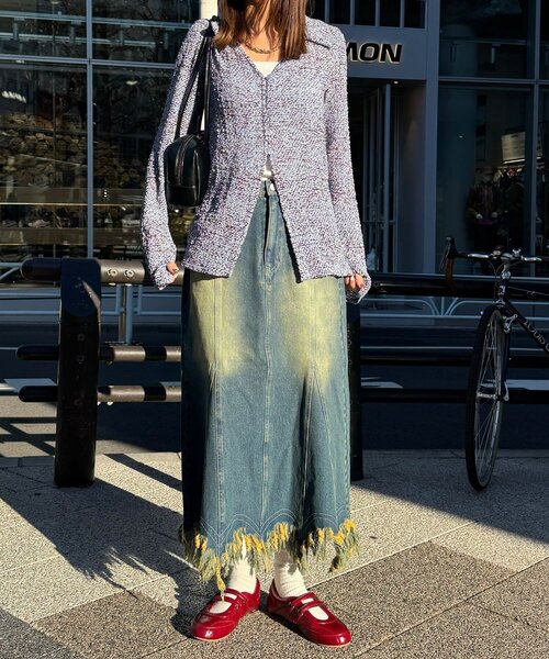 CIAOPANIC（チャオパニック）の「裾フリンジデニムマーメイドスカート（スカート・レディース・ブラック/ブルー・ONE SIZE）」の13枚目の写真