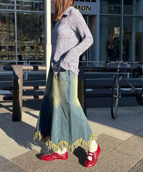 CIAOPANIC（チャオパニック）の「裾フリンジデニムマーメイドスカート（スカート・レディース・ブラック/ブルー・ONE SIZE）」の14枚目の写真