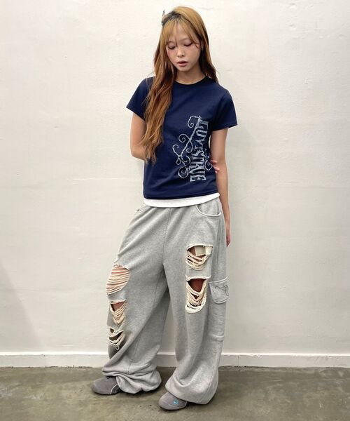 LUVISTRUE（ラヴイズトゥルー）の「EL DAMAGE COLORING TRAINING PANTS(NAVY)（スウェットパンツ・レディース・その他・FREE）」の6枚目の写真