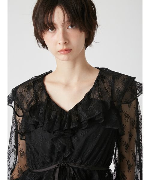LILY BROWN(リリーブラウン)の「ラッフルレースリボントップス(シャツ/ブラウス・レディース・ライム/アイボリー/ブラック・F)」の8枚目の写真