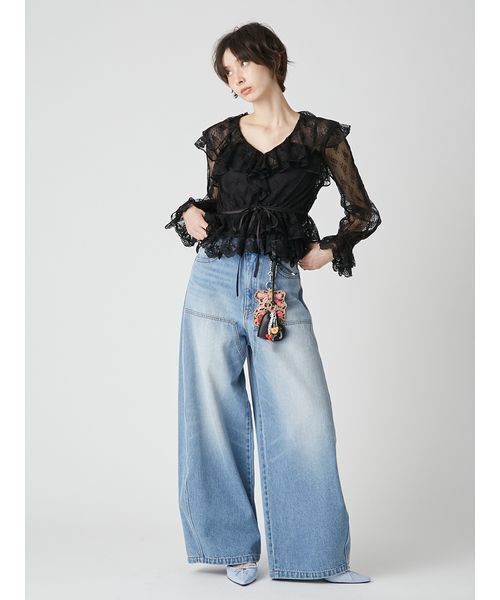 LILY BROWN(リリーブラウン)の「ラッフルレースリボントップス(シャツ/ブラウス・レディース・ライム/アイボリー/ブラック・F)」の11枚目の写真