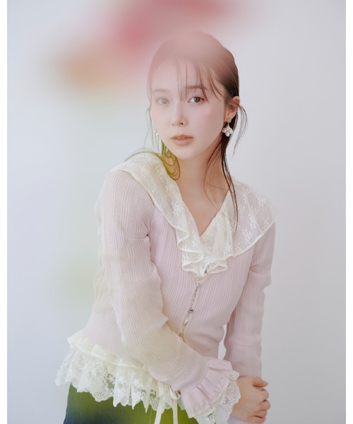 LILY BROWN(リリーブラウン)の「ラッフルレースリボントップス(シャツ/ブラウス・レディース・ライム/アイボリー/ブラック・F)」の14枚目の写真