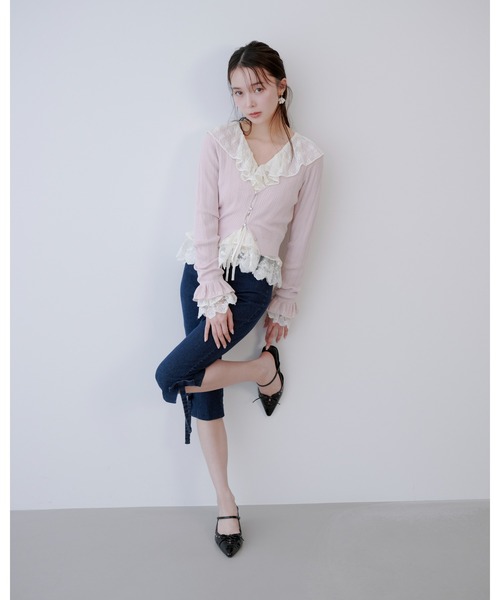 LILY BROWN(リリーブラウン)の「ラッフルレースリボントップス(シャツ/ブラウス・レディース・ライム/アイボリー/ブラック・F)」の15枚目の写真