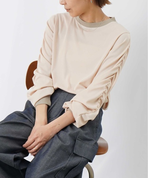 LUCA/LADY LUCK LUCA(ルカ/レディラックルカ)の「LC/LLL ギャザーリブプルオーバー(Tシャツ/カットソー・レディース・ブラック/ブルーグレー/ベージュ・FREE)」の1枚目の写真