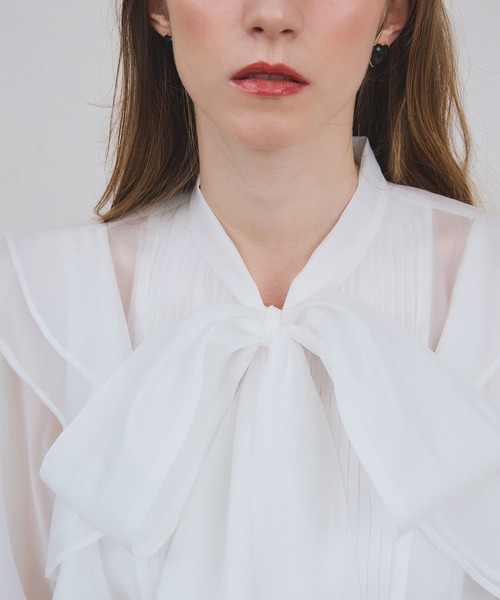EIMY ISTOIRE（エイミーイストワール）の「ボウタイラッフルブラウス（シャツ/ブラウス・レディース・ライトピンク/ホワイト・F）」の21枚目の写真