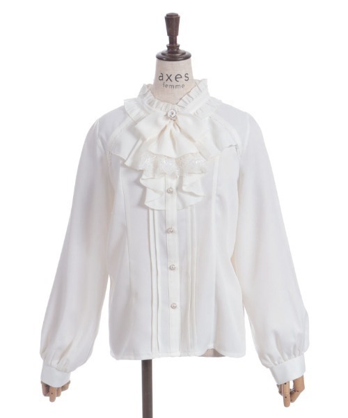 axes femme(アクシーズファム)の「リボンジャボブローチブラウス(シャツ/ブラウス・レディース・ホワイト/ブラック/サックスブルー・MEDIUM/LARGE)」の18枚目の写真
