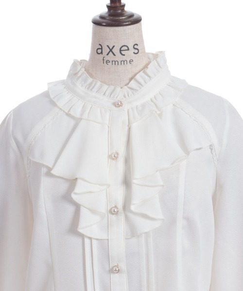 axes femme(アクシーズファム)の「リボンジャボブローチブラウス(シャツ/ブラウス・レディース・ホワイト/ブラック/サックスブルー・MEDIUM/LARGE)」の13枚目の写真