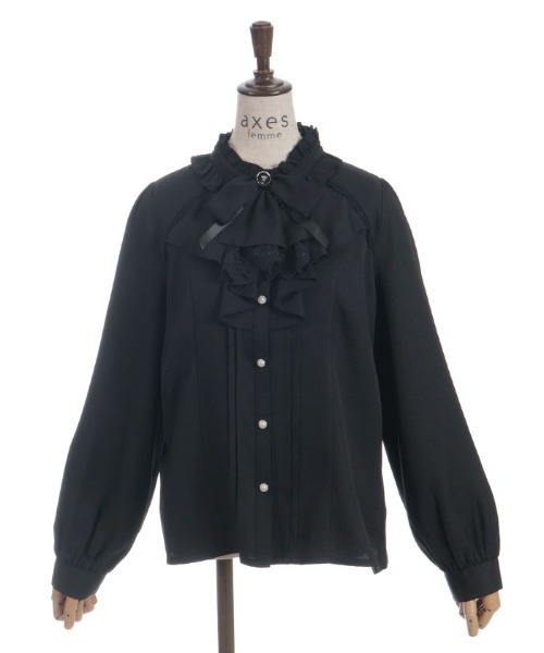 axes femme(アクシーズファム)の「リボンジャボブローチブラウス(シャツ/ブラウス・レディース・ホワイト/ブラック/サックスブルー・MEDIUM/LARGE)」の10枚目の写真