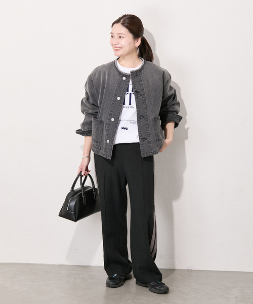 JOURNAL STANDARD（ジャーナルスタンダード）の「リヨセルリネンラインパンツ（スラックス・レディース・ブラック/ライトグレー・36/38）」の3枚目の写真