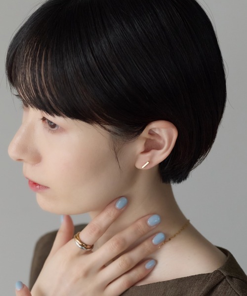 ciite' surgical stainless(シーテサージカルステンレス)の「【金属アレルギー対応】レクタングルバー ピアス(両耳用) サージカルステンレス(ピアス(両耳用)・レディース・シルバー/ゴールド・S/M/L)」の10枚目の写真