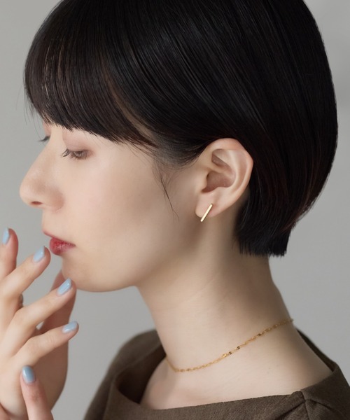 ciite' surgical stainless(シーテサージカルステンレス)の「【金属アレルギー対応】レクタングルバー ピアス(両耳用) サージカルステンレス(ピアス(両耳用)・レディース・シルバー/ゴールド・S/M/L)」の12枚目の写真