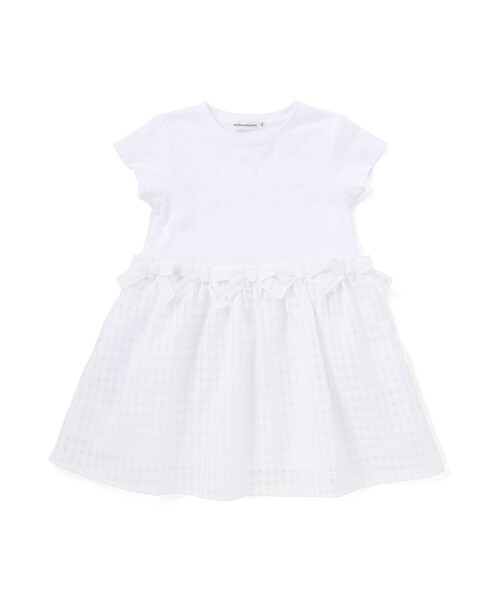 BeBe Petits Pois Vert(ベベプチポワヴェール)の「【店舗限定】天竺Tシャツ+ギンガムチェックドッキングワンピース(ワンピース・キッズ・ネイビー/ホワイト・150cm/110cm/120cm/100cm/140cm/130cm)」の15枚目の写真