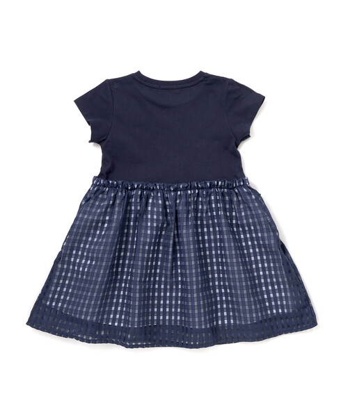 BeBe Petits Pois Vert(ベベプチポワヴェール)の「【店舗限定】天竺Tシャツ+ギンガムチェックドッキングワンピース(ワンピース・キッズ・ネイビー/ホワイト・150cm/110cm/120cm/100cm/140cm/130cm)」の10枚目の写真