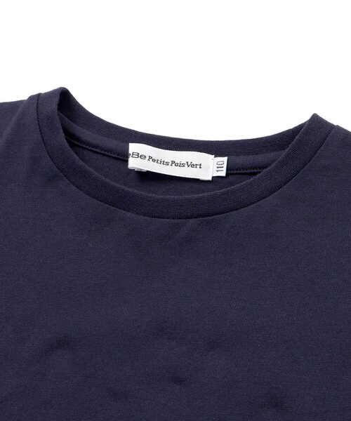 BeBe Petits Pois Vert(ベベプチポワヴェール)の「【店舗限定】天竺Tシャツ+ギンガムチェックドッキングワンピース(ワンピース・キッズ・ネイビー/ホワイト・150cm/110cm/120cm/100cm/140cm/130cm)」の9枚目の写真