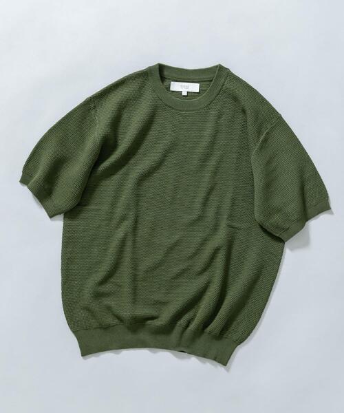 URBAN RESEARCH ROSSO MEN（アーバンリサーチロッソメン）の「『WEB限定』変形カノコ半袖クルーネックニット（ニット/セーター・メンズ・ブラック/ライトグレー/カーキ/ネイビー・MEDIUM/LARGE）」の4枚目の写真