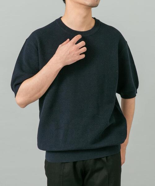 URBAN RESEARCH ROSSO MEN（アーバンリサーチロッソメン）の「『WEB限定』変形カノコ半袖クルーネックニット（ニット/セーター・メンズ・ブラック/ライトグレー/カーキ/ネイビー・MEDIUM/LARGE）」の10枚目の写真