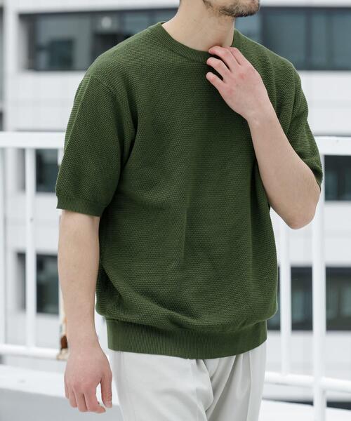 URBAN RESEARCH ROSSO MEN（アーバンリサーチロッソメン）の「『WEB限定』変形カノコ半袖クルーネックニット（ニット/セーター・メンズ・ブラック/ライトグレー/カーキ/ネイビー・MEDIUM/LARGE）」の18枚目の写真
