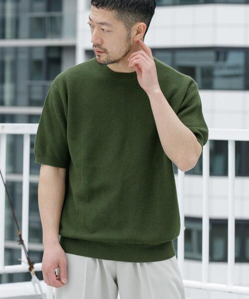 URBAN RESEARCH ROSSO MEN（アーバンリサーチロッソメン）の「『WEB限定』変形カノコ半袖クルーネックニット（ニット/セーター・メンズ・ブラック/ライトグレー/カーキ/ネイビー・MEDIUM/LARGE）」の19枚目の写真