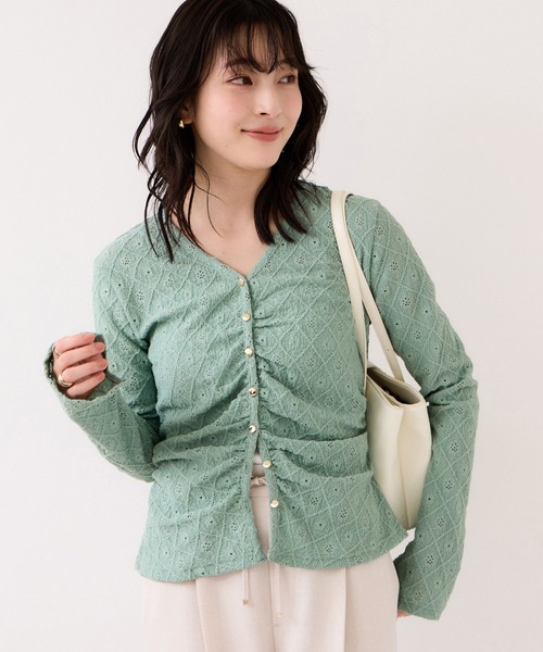 VIS(ビス)の「フラワージャガードカットカーディガン/イージーケア(カーディガン/ボレロ・レディース・キナリ/グリーン系その他/ブラック・FREE)」の19枚目の写真