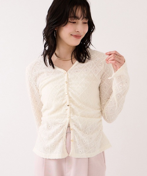 VIS(ビス)の「フラワージャガードカットカーディガン/イージーケア(カーディガン/ボレロ・レディース・キナリ/グリーン系その他/ブラック・FREE)」の12枚目の写真