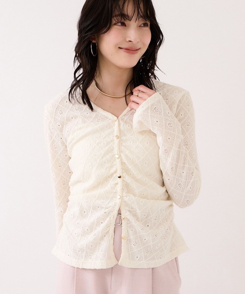 VIS(ビス)の「フラワージャガードカットカーディガン/イージーケア(カーディガン/ボレロ・レディース・キナリ/グリーン系その他/ブラック・FREE)」の11枚目の写真