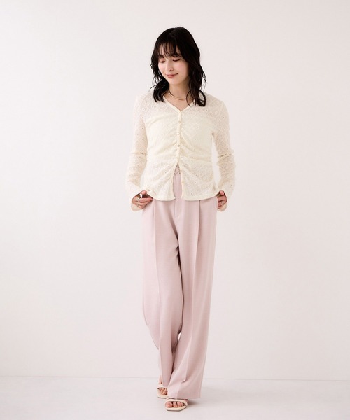 VIS(ビス)の「フラワージャガードカットカーディガン/イージーケア(カーディガン/ボレロ・レディース・キナリ/グリーン系その他/ブラック・FREE)」の16枚目の写真