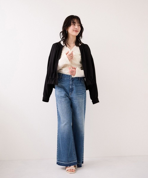 VIS(ビス)の「フラワージャガードカットカーディガン/イージーケア(カーディガン/ボレロ・レディース・キナリ/グリーン系その他/ブラック・FREE)」の18枚目の写真