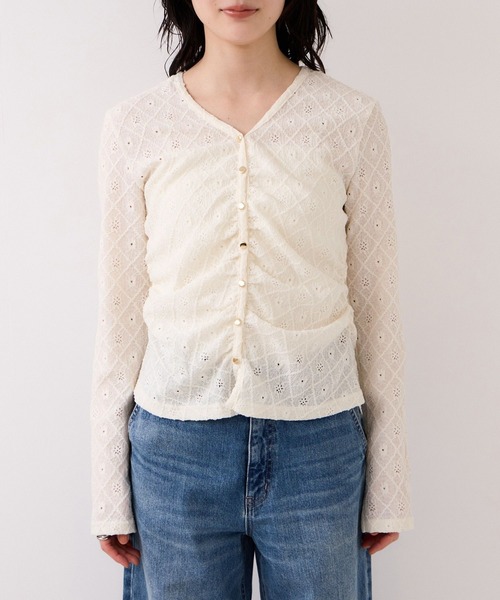 VIS(ビス)の「フラワージャガードカットカーディガン/イージーケア(カーディガン/ボレロ・レディース・キナリ/グリーン系その他/ブラック・FREE)」の22枚目の写真