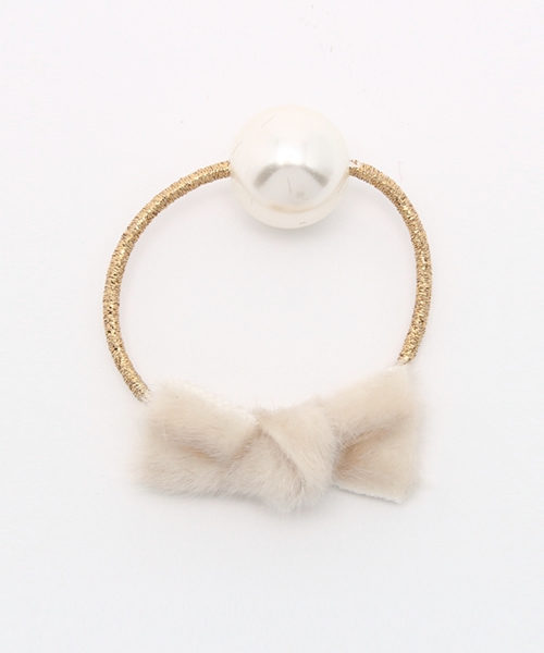 PLAIN CLOTHING（プレーンクロージング）の「パールファーリボンヘアゴム【PLAIN CLOTHING】（ヘアゴム・レディース・ブラウン/ボルドー/アイボリー/ブラック・FREE）」の8枚目の写真