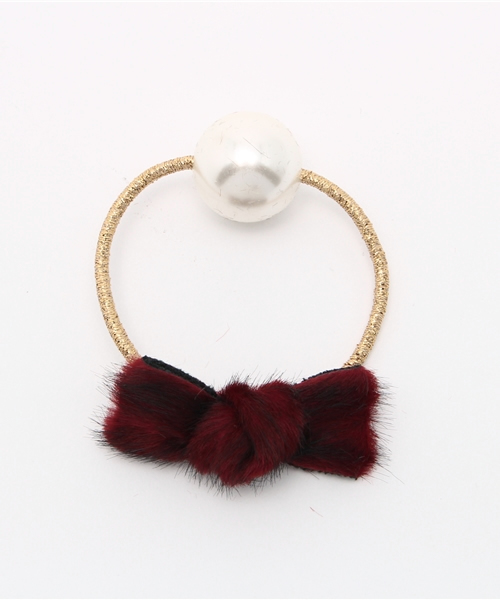 PLAIN CLOTHING（プレーンクロージング）の「パールファーリボンヘアゴム【PLAIN CLOTHING】（ヘアゴム・レディース・ブラウン/ボルドー/アイボリー/ブラック・FREE）」の9枚目の写真