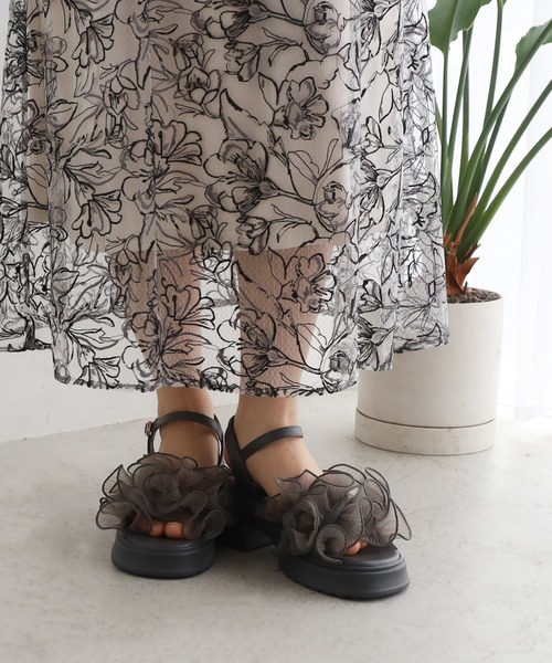 ASTORIA ODIER（アストリアオディール）の「シアークロスフリル厚底サンダル（サンダル・レディース・アイボリー/ブラック/チャコールグレー・SMALL/MEDIUM/LARGE）」の12枚目の写真