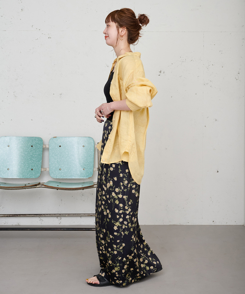 B.C STOCK（ベーセーストック）の「【ZOZO限定】手洗い可 / フラワープリントスカート（スカート・レディース・ブルー系その他/ブラウン/アイボリー/ブラック・FREE）」の7枚目の写真