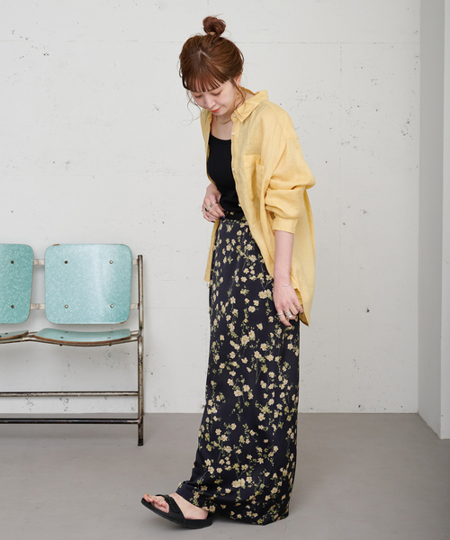 B.C STOCK（ベーセーストック）の「【ZOZO限定】手洗い可 / フラワープリントスカート（スカート・レディース・ブルー系その他/ブラウン/アイボリー/ブラック・FREE）」の8枚目の写真