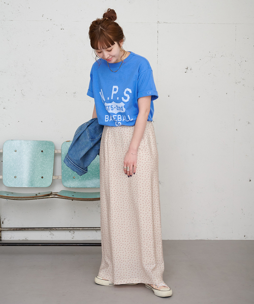 B.C STOCK（ベーセーストック）の「【ZOZO限定】手洗い可 / フラワープリントスカート（スカート・レディース・ブルー系その他/ブラウン/アイボリー/ブラック・FREE）」の14枚目の写真