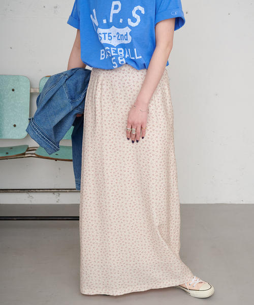 B.C STOCK（ベーセーストック）の「【ZOZO限定】手洗い可 / フラワープリントスカート（スカート・レディース・ブルー系その他/ブラウン/アイボリー/ブラック・FREE）」の18枚目の写真