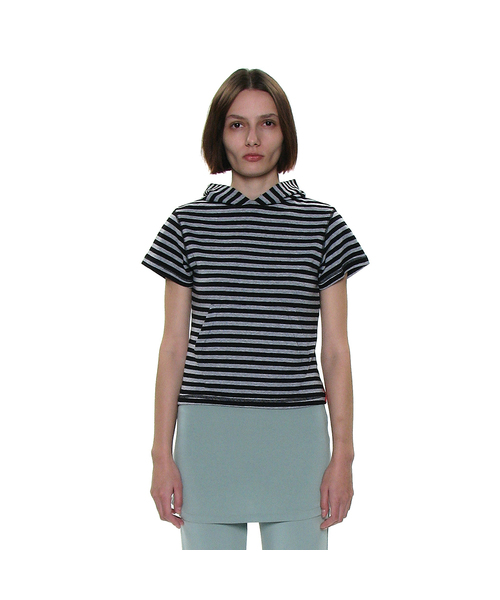 PARTIMENTO WOMEN（パルティメントウィメン）の「PWC ポケットフードパーカーショートスリーブTシャツ_9カラー（Tシャツ/カットソー・レディース・ホワイト/ライトグレー/ブラック/レッド/ミント/ダークパープル/ブラック系その他/グレー系その他/チャコール・SMALL/MEDIUM/LARGE）」の3枚目の写真