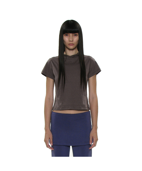 PARTIMENTO WOMEN（パルティメントウィメン）の「PWC ポケットフードパーカーショートスリーブTシャツ_9カラー（Tシャツ/カットソー・レディース・ホワイト/ライトグレー/ブラック/レッド/ミント/ダークパープル/ブラック系その他/グレー系その他/チャコール・SMALL/MEDIUM/LARGE）」の6枚目の写真