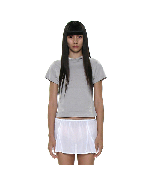 PARTIMENTO WOMEN（パルティメントウィメン）の「PWC ポケットフードパーカーショートスリーブTシャツ_9カラー（Tシャツ/カットソー・レディース・ホワイト/ライトグレー/ブラック/レッド/ミント/ダークパープル/ブラック系その他/グレー系その他/チャコール・SMALL/MEDIUM/LARGE）」の4枚目の写真