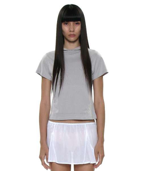 PARTIMENTO WOMEN（パルティメントウィメン）の「PWC ポケットフードパーカーショートスリーブTシャツ_9カラー（Tシャツ/カットソー・レディース・ホワイト/ライトグレー/ブラック/レッド/ミント/ダークパープル/ブラック系その他/グレー系その他/チャコール・SMALL/MEDIUM/LARGE）」の11枚目の写真