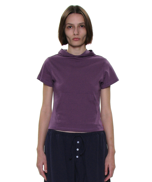 PARTIMENTO WOMEN（パルティメントウィメン）の「PWC ポケットフードパーカーショートスリーブTシャツ_9カラー（Tシャツ/カットソー・レディース・ホワイト/ライトグレー/ブラック/レッド/ミント/ダークパープル/ブラック系その他/グレー系その他/チャコール・SMALL/MEDIUM/LARGE）」の12枚目の写真