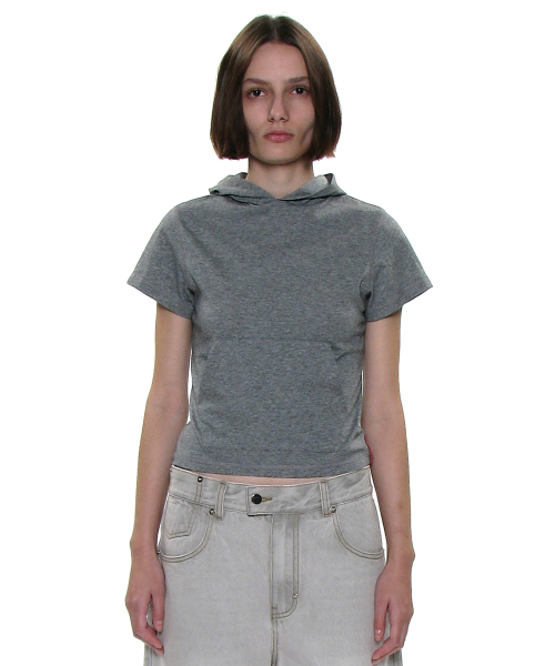 PARTIMENTO WOMEN（パルティメントウィメン）の「PWC ポケットフードパーカーショートスリーブTシャツ_9カラー（Tシャツ/カットソー・レディース・ホワイト/ライトグレー/ブラック/レッド/ミント/ダークパープル/ブラック系その他/グレー系その他/チャコール・SMALL/MEDIUM/LARGE）」の14枚目の写真