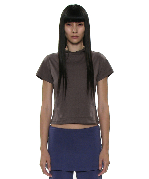 PARTIMENTO WOMEN（パルティメントウィメン）の「PWC ポケットフードパーカーショートスリーブTシャツ_9カラー（Tシャツ/カットソー・レディース・ホワイト/ライトグレー/ブラック/レッド/ミント/ダークパープル/ブラック系その他/グレー系その他/チャコール・SMALL/MEDIUM/LARGE）」の15枚目の写真